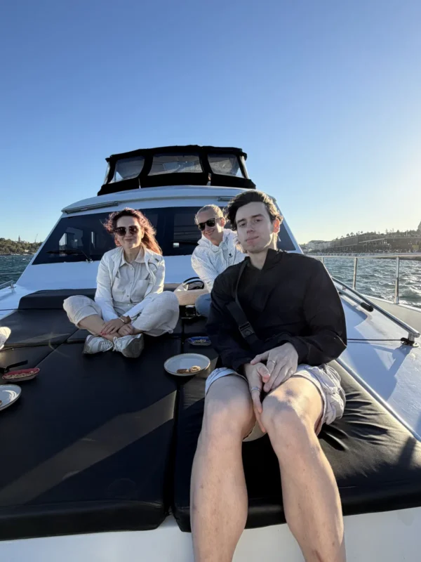 Guests on a private boat during a private daytime yacht charter Istanbul in Istanbul